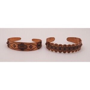 Vintage Copper Native American Thunderbird Cuff Bracelets - Set of 2